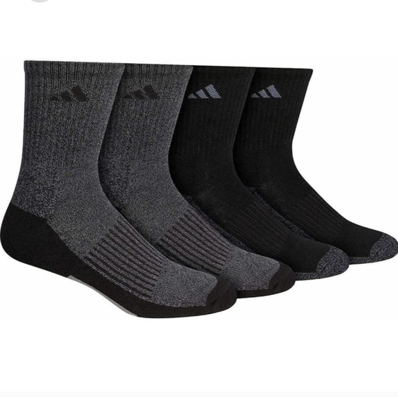 Socks by Adidas Mens 4 Pair Performance High Quarter Length grey black - Picture 4 of 8